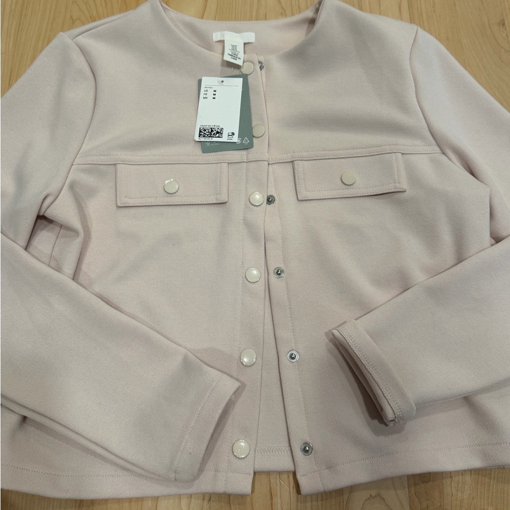 H&M Soft Collarless Snap-Front Jacket